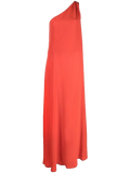 Kiton One-Shoulder Silk Maxi Dress — Red