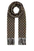 Prada Geometric Wool Blend Scarf — Beige