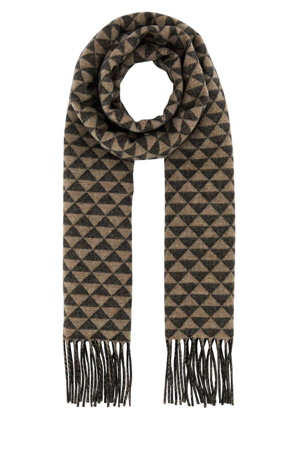 Prada Geometric Wool Blend Scarf — Beige