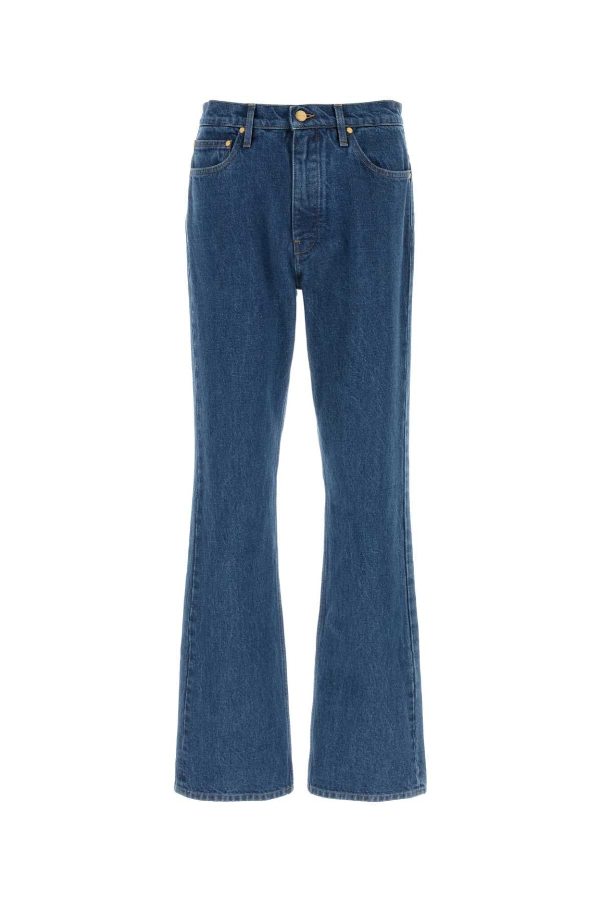 Jil Sander High-Waisted Flared Cotton Jeans — Blue