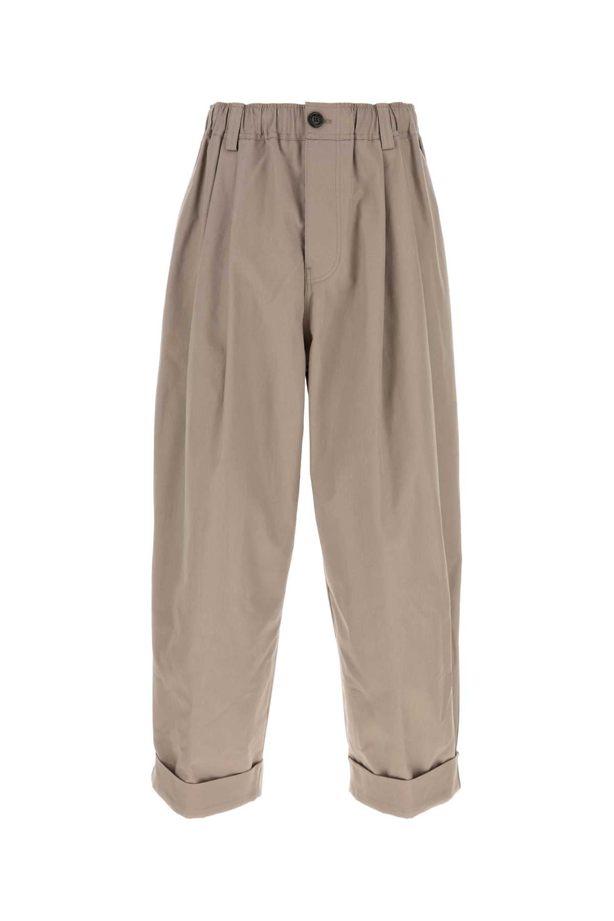 Marni Cotton Woven Trousers — Beige