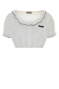 Miu Miu Scallop-Trimmed Cotton Blouse — White