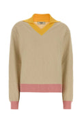 Fendi Colorblock Wool-Cotton Pullover Sweater — Beige