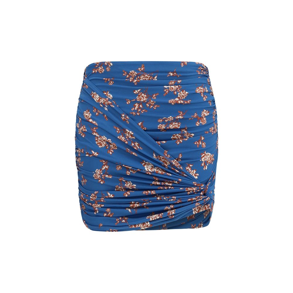 Magda Butrym Floral-Print Draped Mini Skirt — Blue