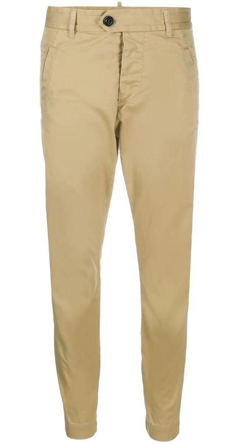 Dsquared2 Cropped Cotton-Blend Chino Trousers — Beige