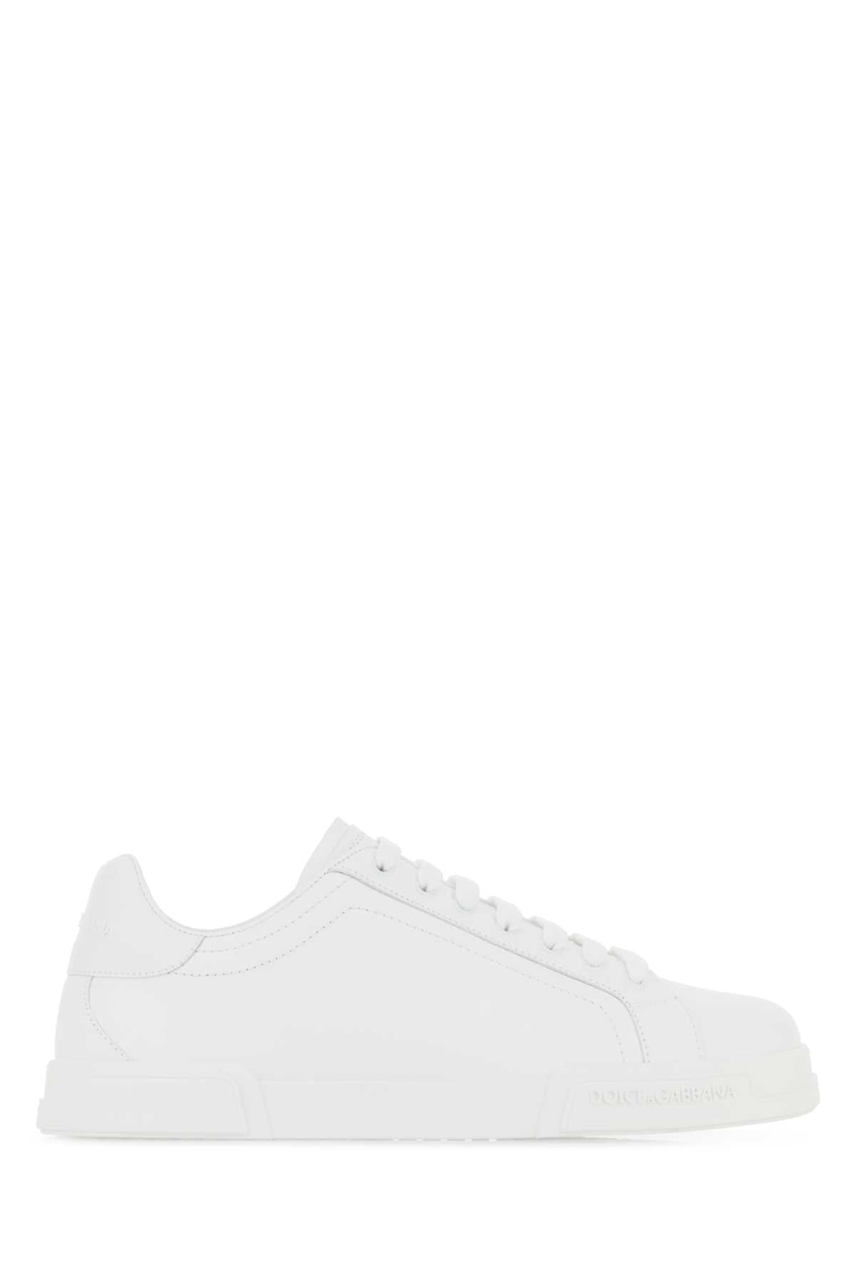 Zapatilla baja de cuero Dolce & Gabbana — Blanca