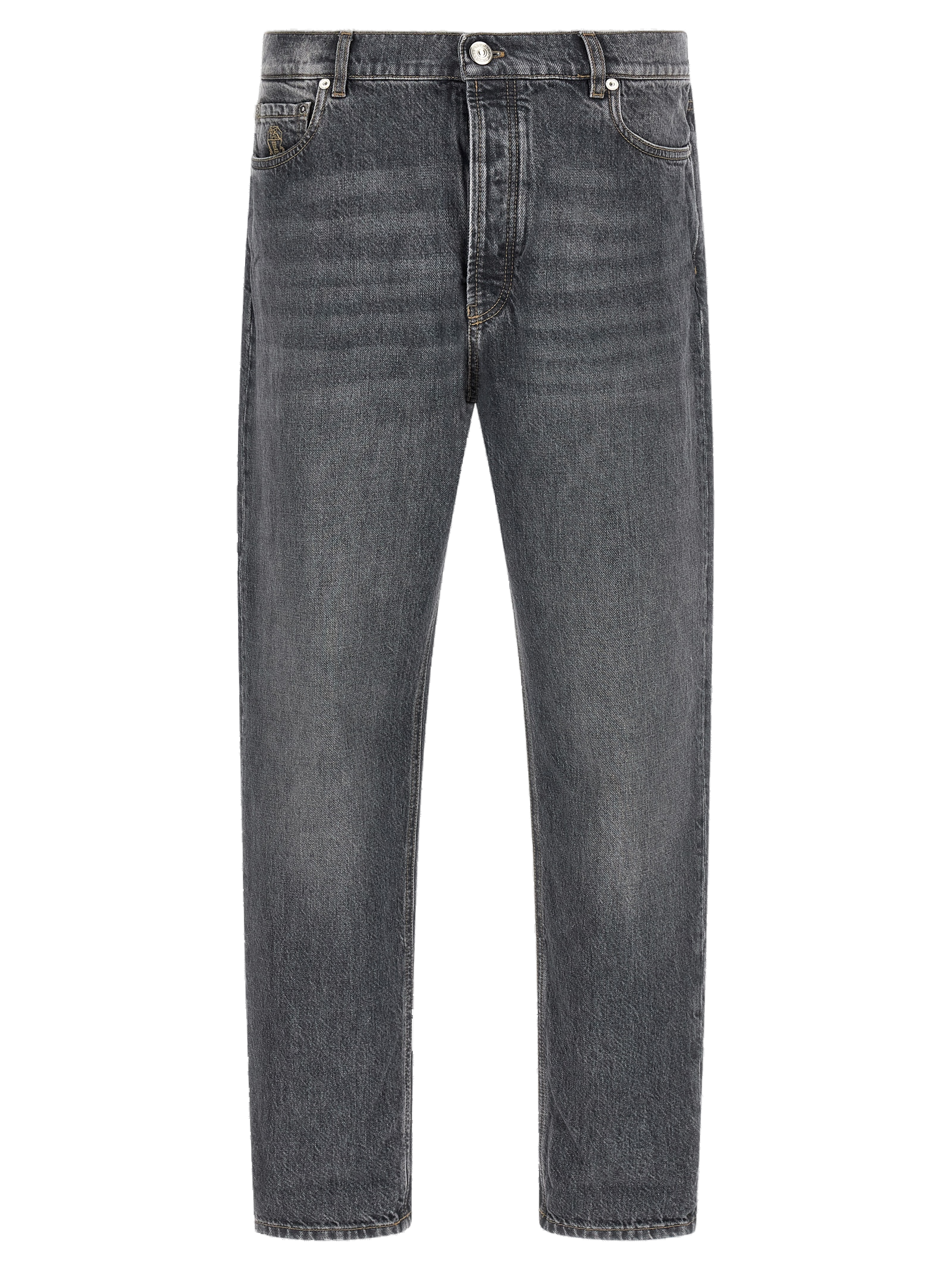 Brunello Cucinelli Gray Cotton Straight-Leg Jeans — Gray