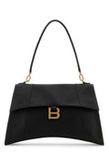 Balenciaga Gold-Logo Calfskin Shoulder Bag — Black