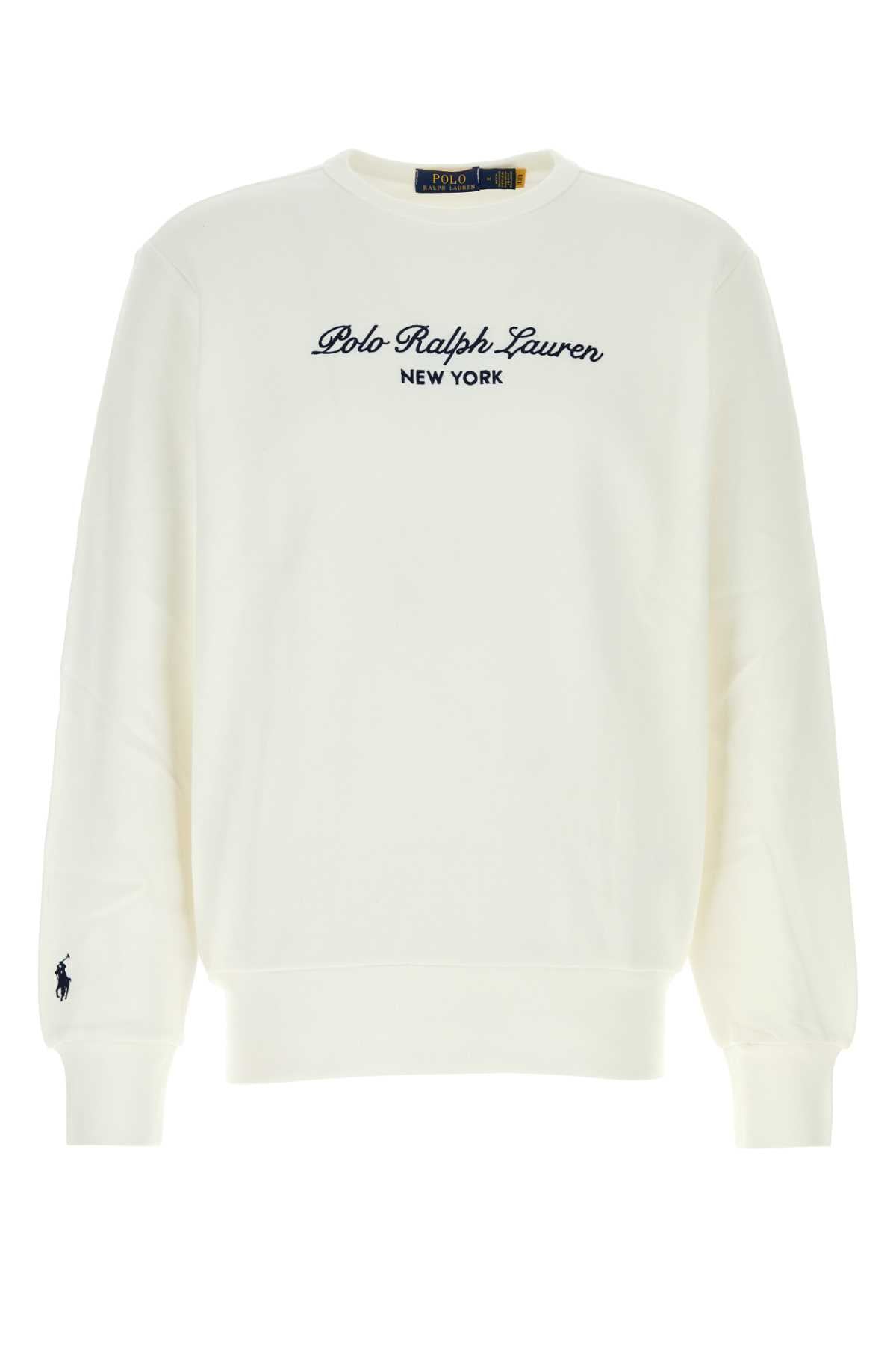 Polo Ralph Lauren Logo-Embroidered Cotton Blend Sweatshirt — White