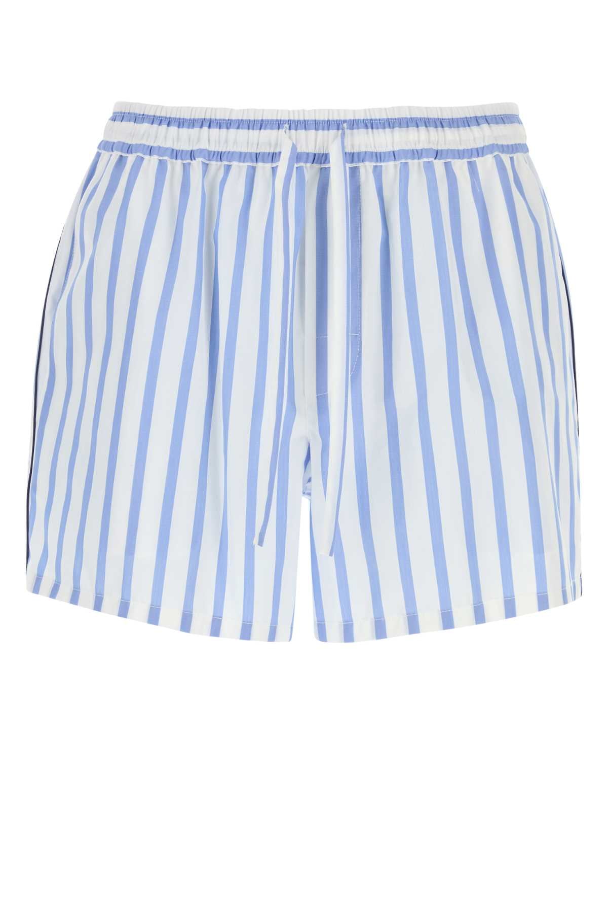 Dolce & Gabbana Striped Cotton-Silk Bermuda — Blue