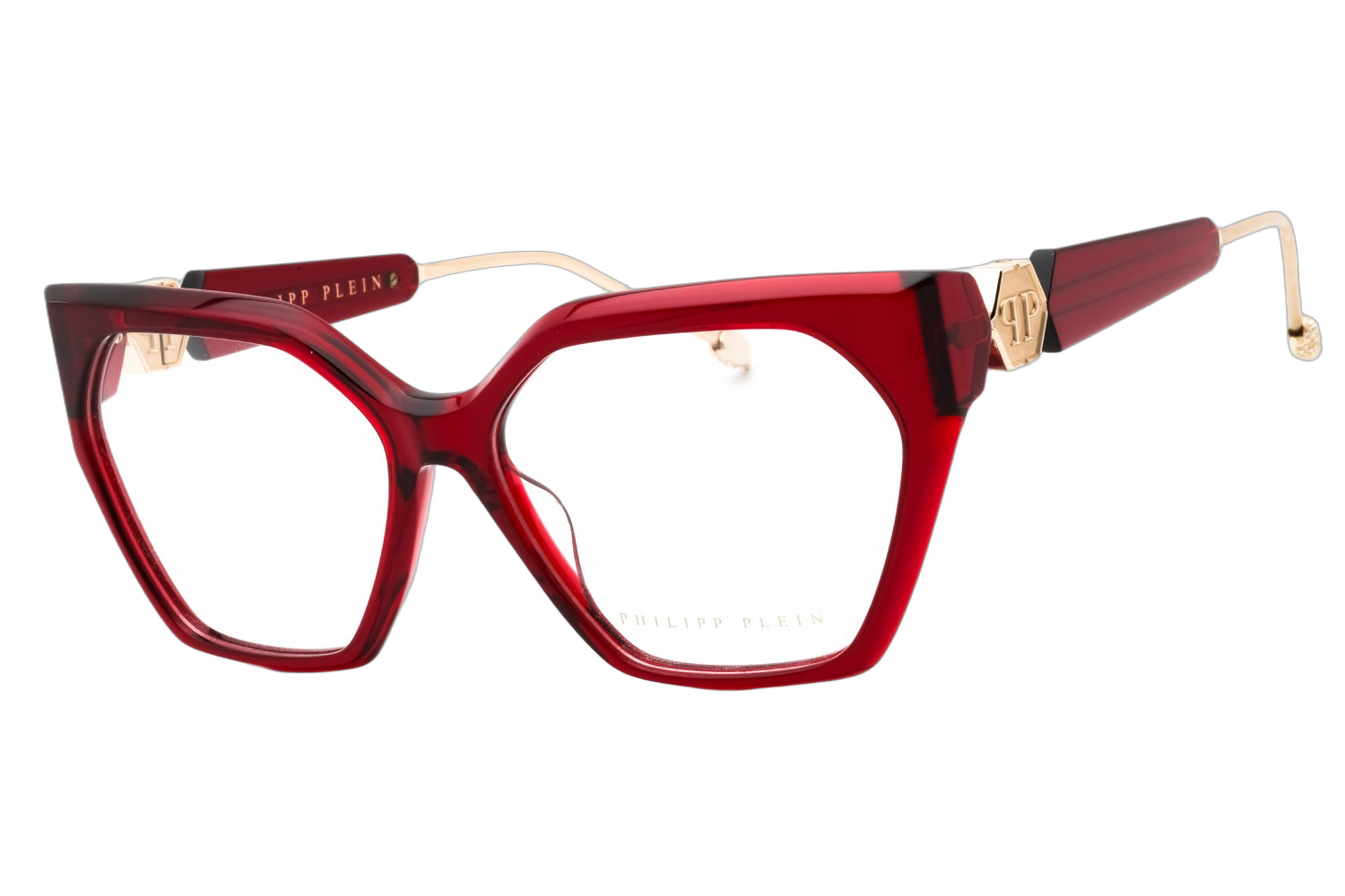 Philipp Plein VPP068S068S Red Acetate Cat-Eye Eyeglasses — Red