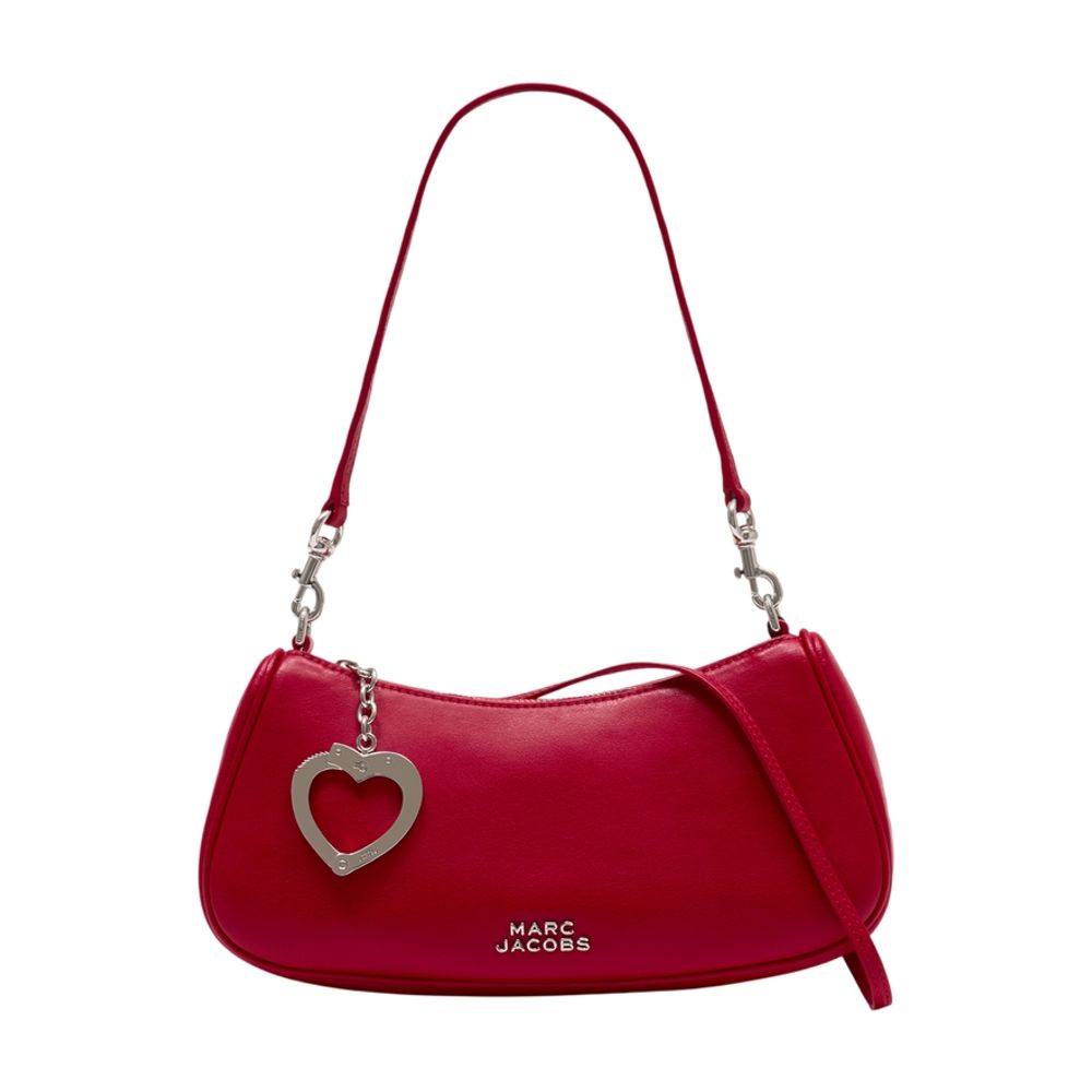 Marc Jacobs Leather Heart Charm Shoulder Bag — Red