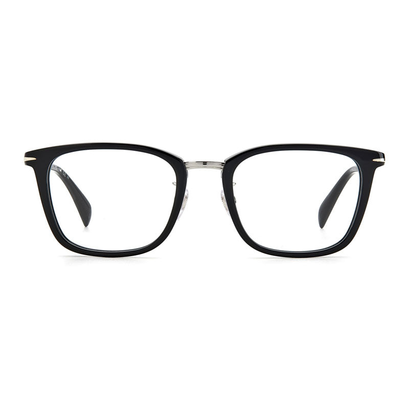 David Beckham DB7060 Square Full-Rim Metal-Acetate Eyeglasses — Black