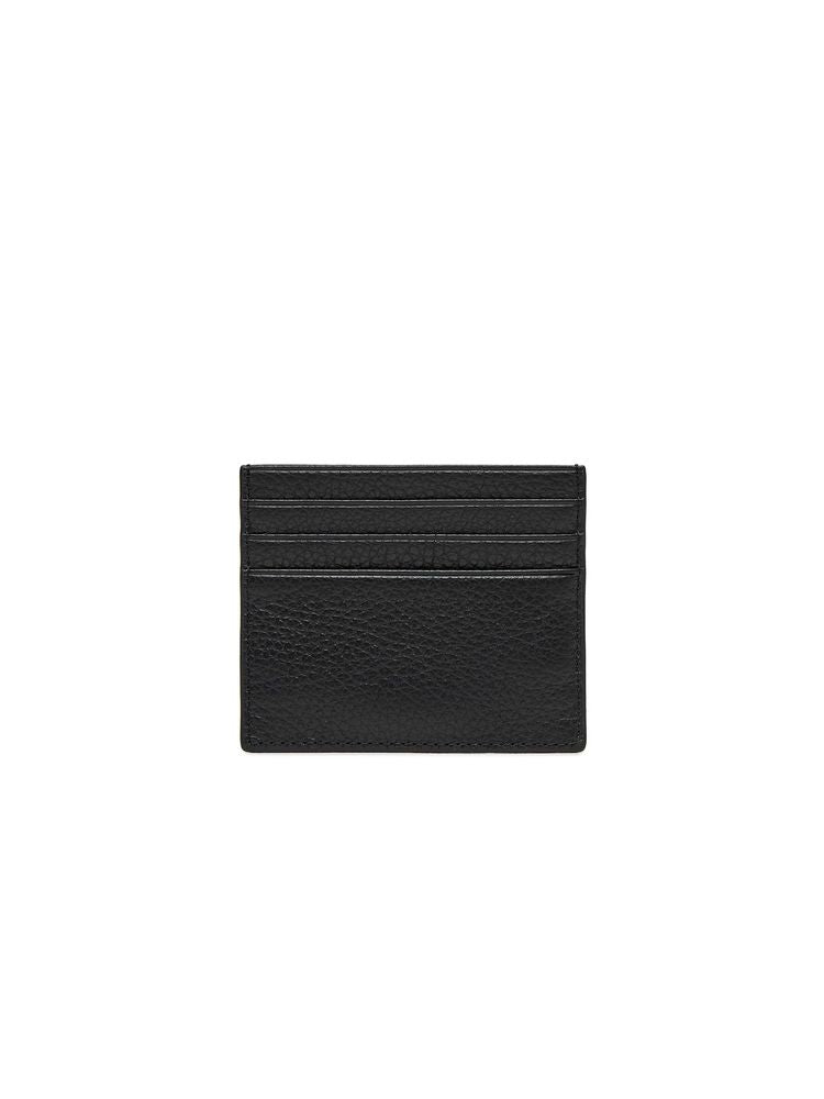 Coccinelle Grained Leather Card Case — Black
