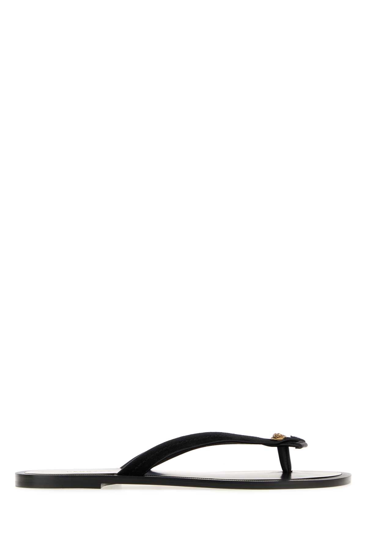 Versace Suede Thong Sandal — Black