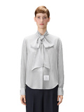 Thom Browne Detachable Lavallière Collar Silk Shirt — Gray