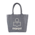 Isabel Marant Logo-Print Cotton Tote Bag — Gray