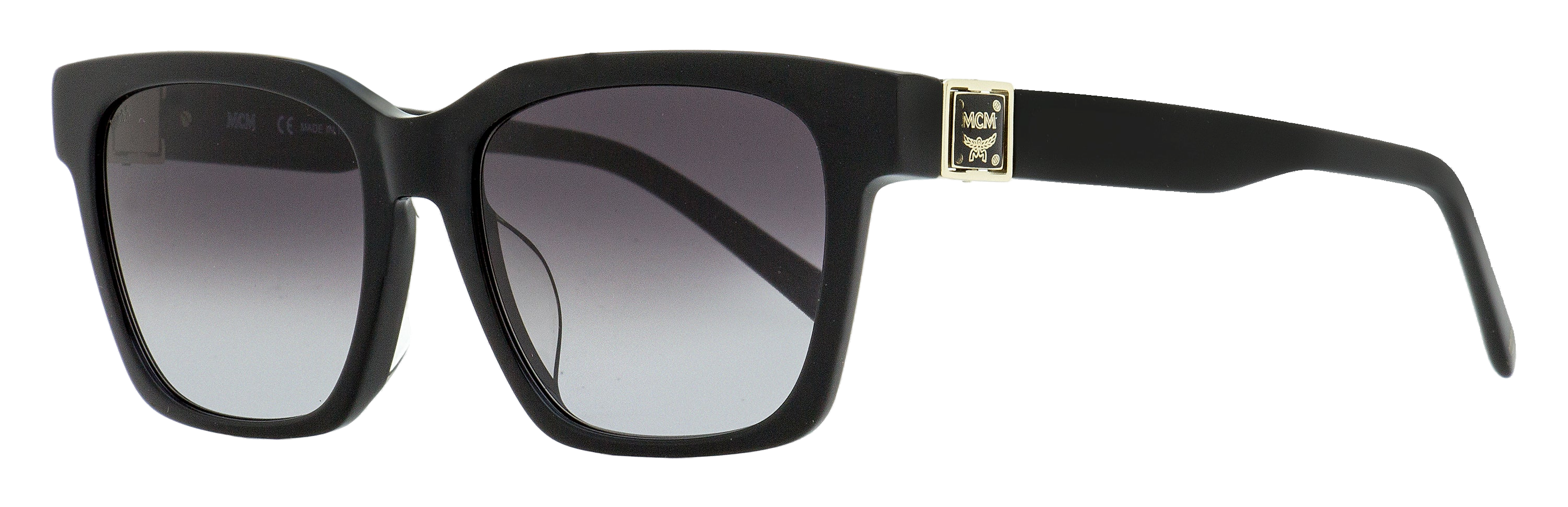 MCM MCM713SA Rectangular Logo-Plate Sunglasses — Black