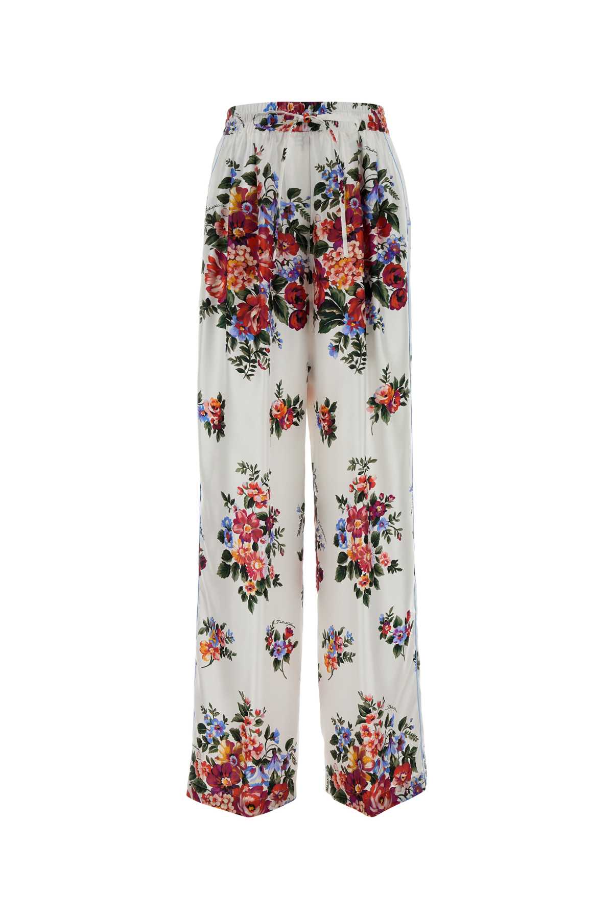 Dolce & Gabbana Floral Silk Trousers — White