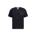 AMI Paris Logo-Embroidered Cotton T-Shirt — Black