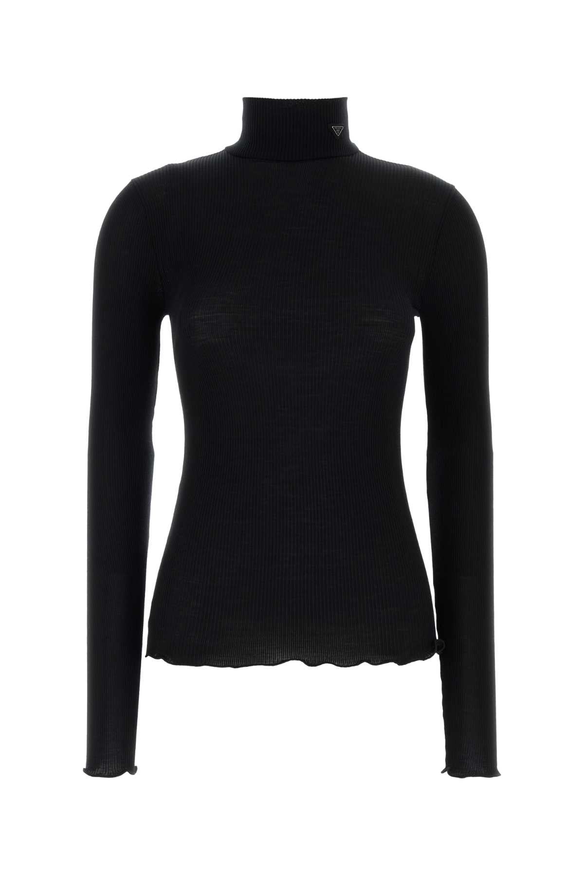 Prada Wool-Silk Blend Turtleneck Sweater — Black