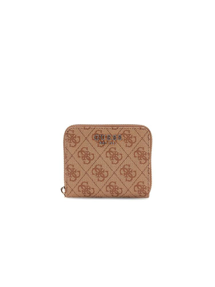 Guess Logo-Jacquard Polyurethane Wallet — Beige