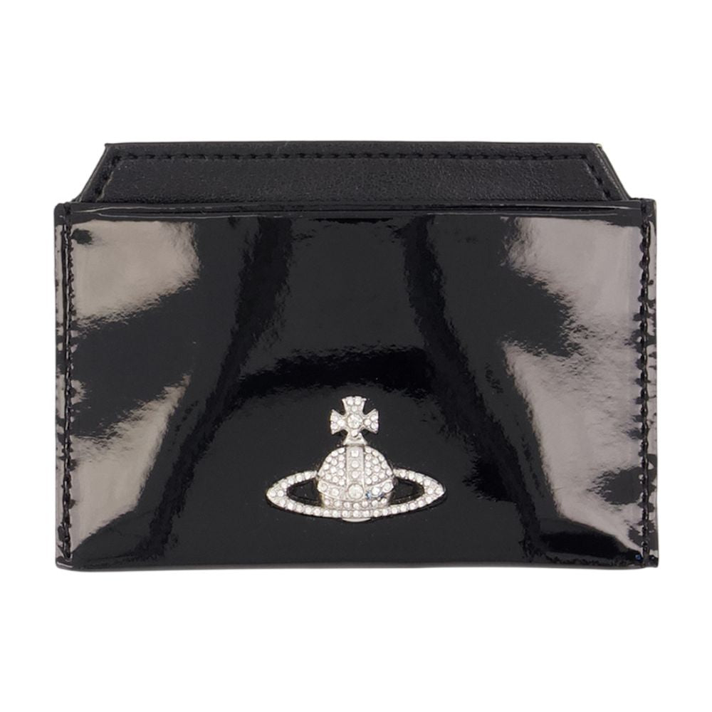 Vivienne Westwood Patent Leather with Orb Logo Card Case — Black
