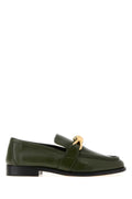 Bottega Veneta Leather with Chain Strap Loafer — Green