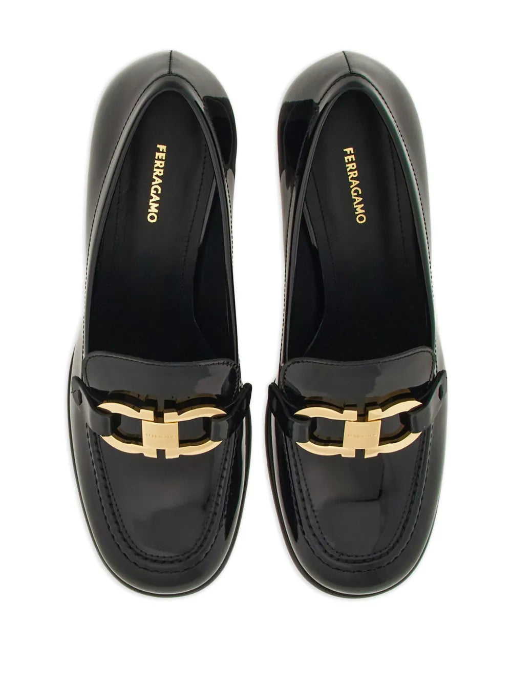 Ferragamo Gancini-Buckle Patent Leather Pump — Black