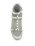 Valentino Rockstud High-Top Sneaker — Silver