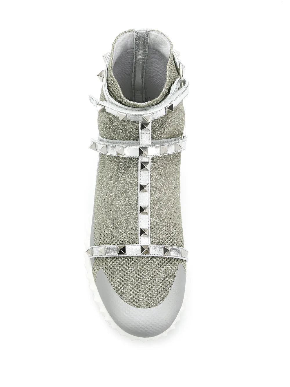 Valentino Rockstud High-Top Sneaker — Silver