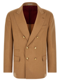 Brunello Cucinelli Double-Breasted Camel Hair Blazer — Beige