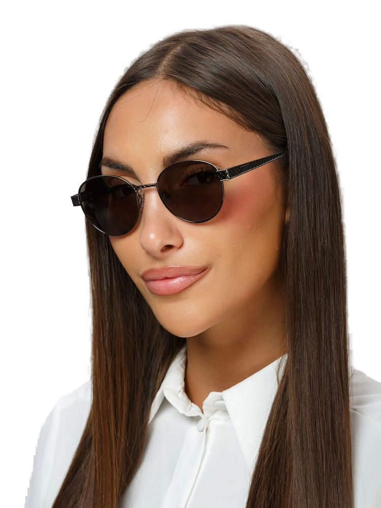 Just Cavalli SJC181 Round-Frame Metal Sunglasses — Brown