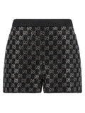Gucci Crystal GG Lamé Tweed Bermuda Shorts — Black