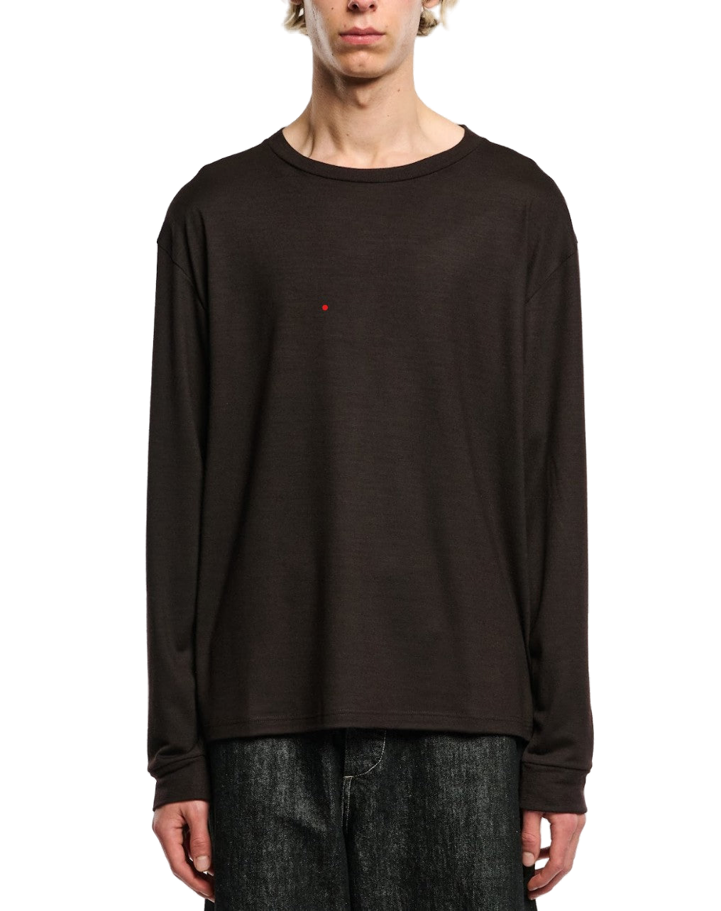 Studio Nicholson Crew-Neck Cotton Long Sleeve T-Shirt — Brown