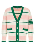 Thom Browne Striped Cotton Cardigan — Pink
