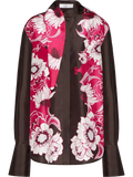 Valentino Floral-Print Silk Blouse — Pink