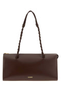 Jil Sander Twisted Handle Calf Leather Shoulder Bag — Brown