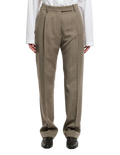 Studio Nicholson Straight Leg Pin Tuck Tailored Trousers — Beige