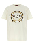 Gucci Logo-Embroidered Chain Link T-Shirt — White