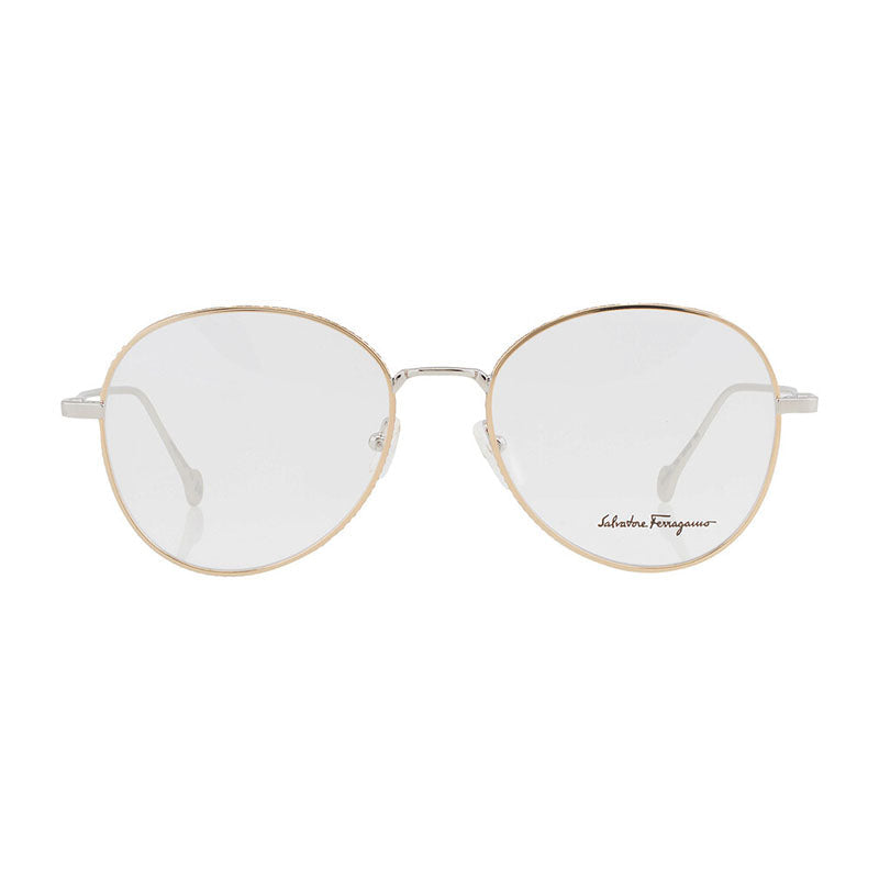 Ferragamo SF2189724 Metal Round-Frame Eyeglasses — Gold