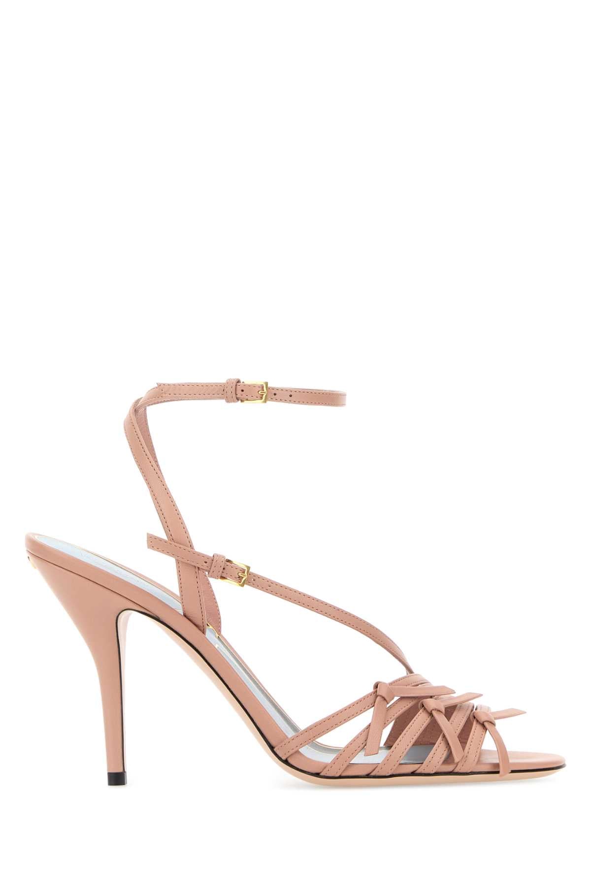 Valentino Garavani Strappy Leather Heels — Beige