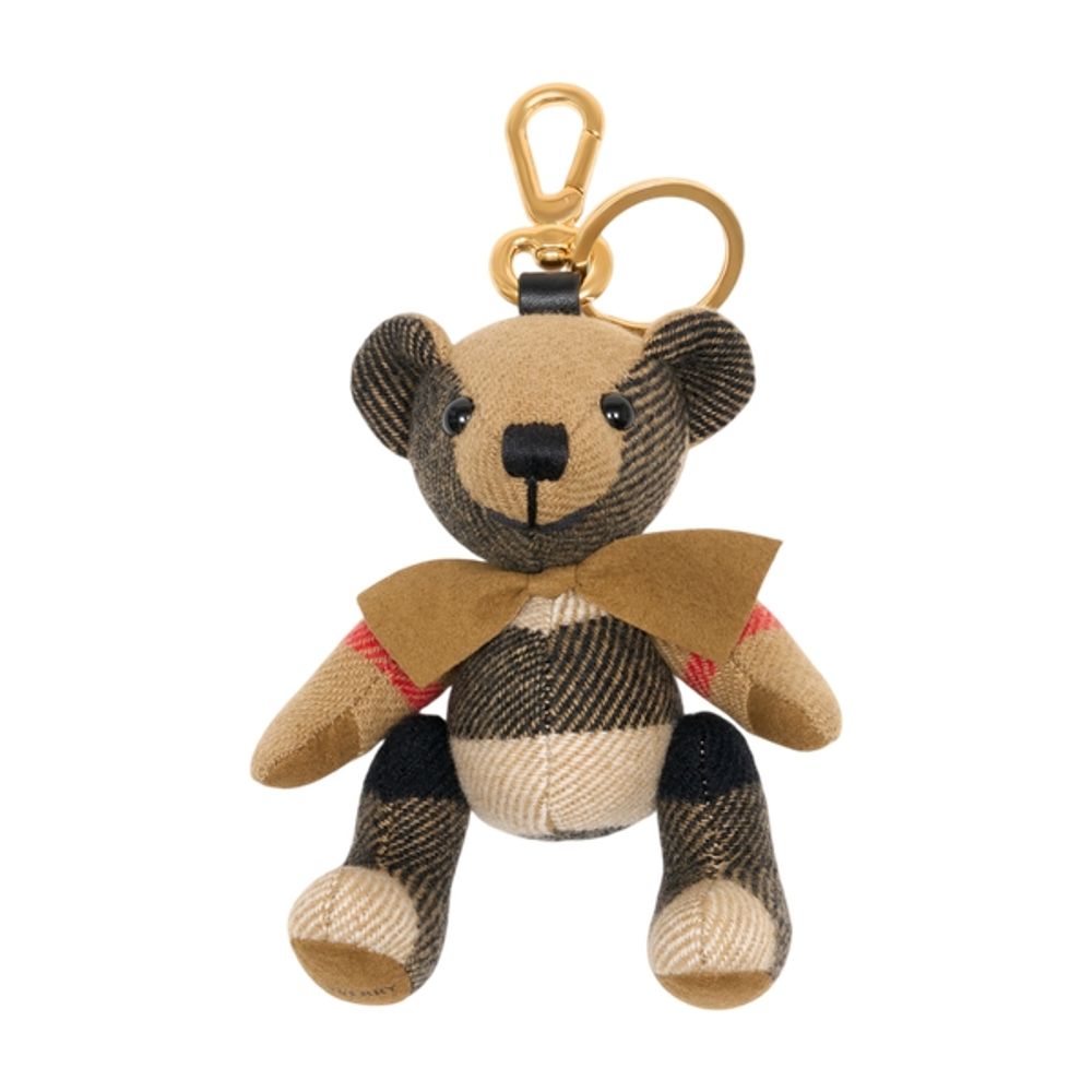 Burberry 8124868-A7026 Cashmere Check Keychain — Beige