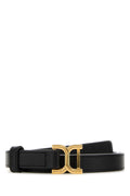Chloé Leather with Gold-Tone Buckle Belt — Black
