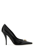 Versace Gold-Accent Leather Pump — Black