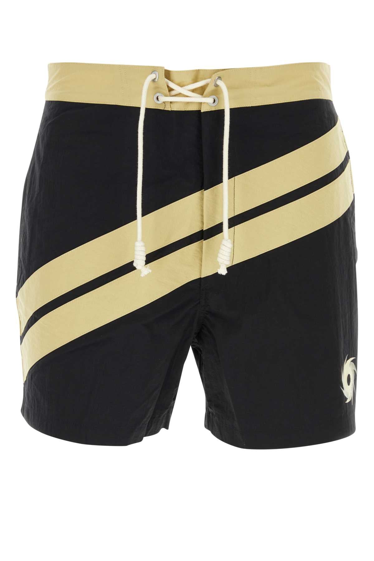 Palm Angels Striped Nylon Swim Shorts — Multicolor