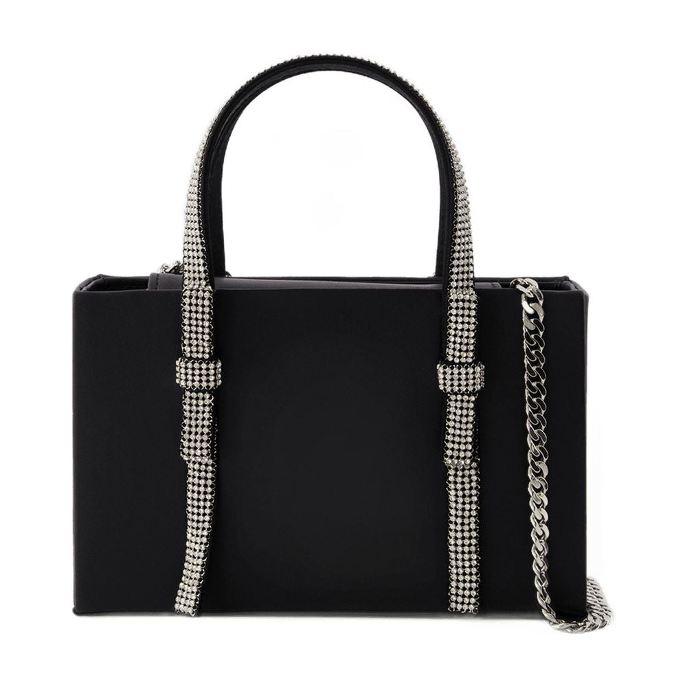 Kara Bow Midi Top Handle Bag — Black
