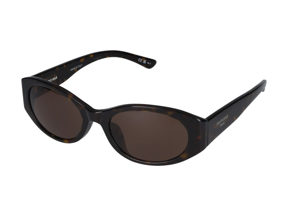Balenciaga BB0369SK Oval Acetate Sunglasses — Havana