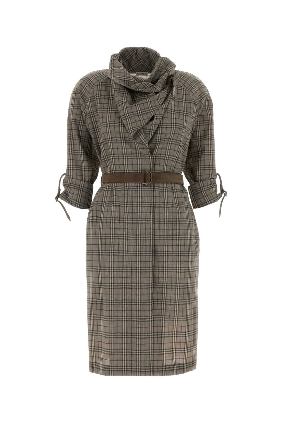 Burberry Wool Plaid Dress — Beige