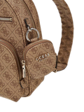 Guess Logo-Jacquard Polyurethane Backpack — Beige